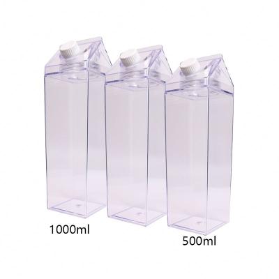 China Custom Plastic Rectangle Food Clear 1 Liter Kids Drink Milk Tea Carton Water Bottles for sale