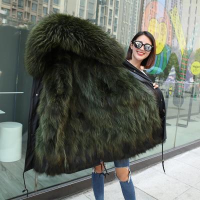 China 2020 Winter Real Fox Army Green Fur Jacket Anti-Shrink Warm Hooded Parka For Women for sale