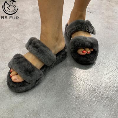 China Factory direct sale Anti-slippery new fashion women lamb fur slips sheep fur slippers sandals for sale