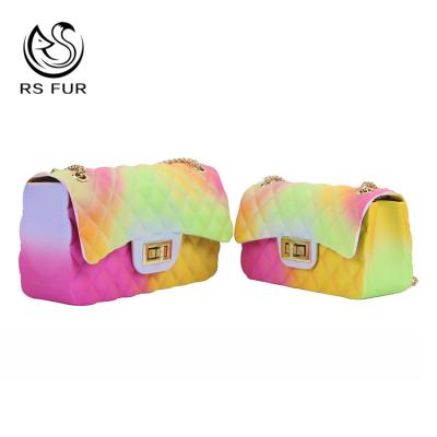 China Fashion Cross - Rainbow Women Fashion PVC Purse Long Chain Jelly Shoulder Bags Low Moq Bulk Body Bags Fast Delivery for sale