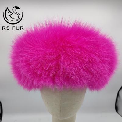 China Wholesale Europe raccoon fox fur headband fur headbands fluffy cute pink winter with set design for sale