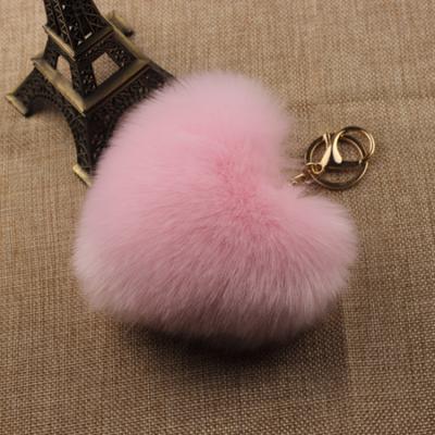 China Wholesale Decoration Faux Fur Bag Car Heart Shaped Key Chain Pendant Key Ring for sale