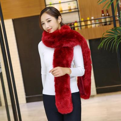 China New Fashion Lady Faux Raccoon Dog Smooth Fur Long Scarf for sale