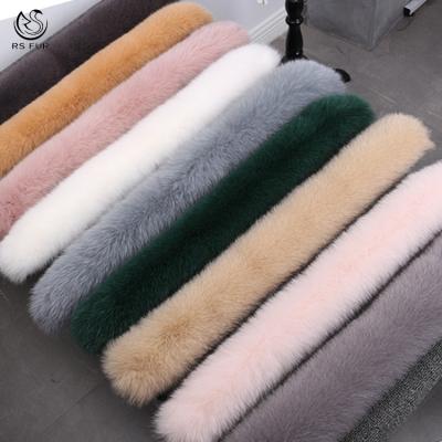 China Soft Hand Feeling Custom Size And Color Real Fur Collar Wholesale Fox Fur Trim For Women Winter Coat for sale