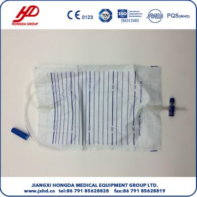 China PVC Non-Toxic Disposable 2000ml Urine Drainage Bag With T-valve for sale