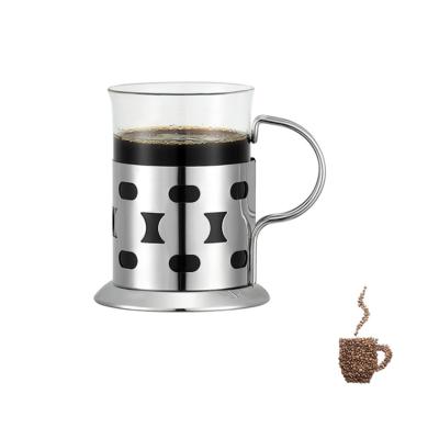 China Durable 200Ml Stainless Steel Handle Reusable Custom Travel Mug Small Glass Cups For Coffee for sale