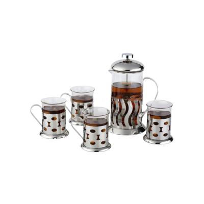 China Sustainable Custom Made High Borosilicate Stainless Steel Glass Tea Coffee Tea Maker Set for sale