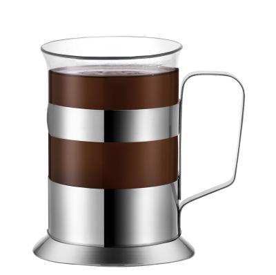 China LFGB Viable 250ml Insulated Coffee Mug High Quality Glass With Stainless Steel Mug Customizea Coffee Mug for sale