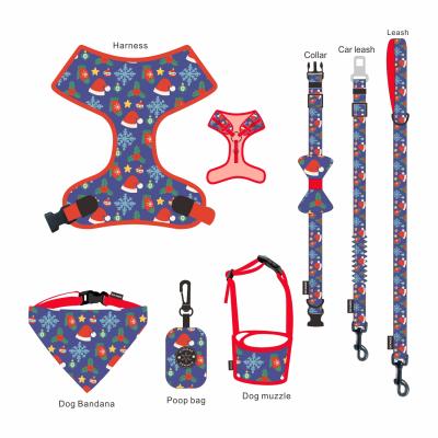 China Custom Soft Padded Logo Dog Harness Breathable Adjustable Neoprene Air Layer Dog Harness Set With Plastic Buckle for sale