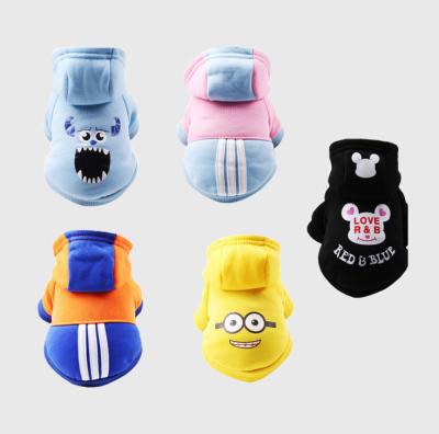 China New Sustainable Pet Clothes Fall, Winter 100% Cotton Dog Cat Cartoon Hoodie Warm Pet Clothes for sale