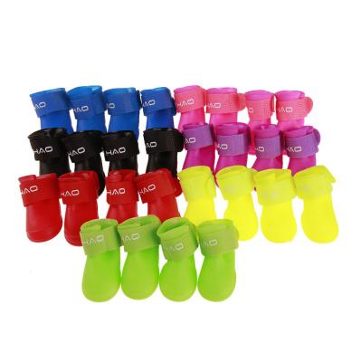 China 4pcs/set Durable Anti Slip Dog , Shoes Waterproof Dog Shoes Summer Dog Silicone Rain Shoes for sale