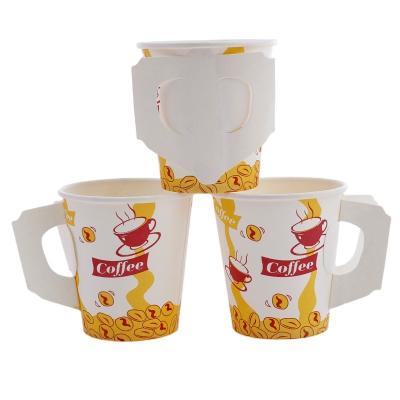 China Eco - Friendly Disposable Hot Paper Drink Cup With Handle Custom Printed Cups for sale