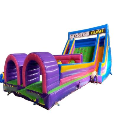 China 0.55mm PVC Tarpaulin Type Plato New Inflatable Obstacle Castle On Land 12X6m Customized Color for sale