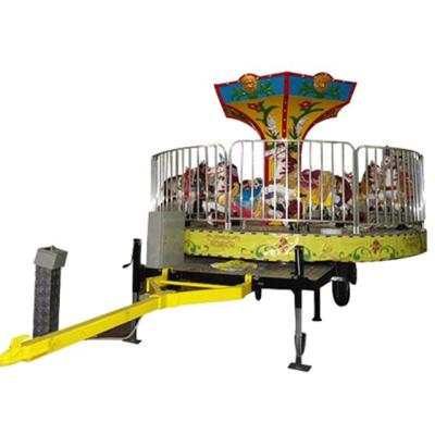 China Outdoor Indoor Playground Amusement Park Games Movable Carousel Horse Ride 6 Seats for sale