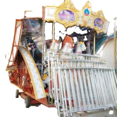 China Outdoor Playground Trailer Mounted Small Portable Merry Go Round Carousel for sale