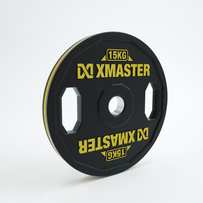 China Xmaster Universal Gym Equipment Weight Plates Rubber Free Economical Hand Grip Bumper Plate for sale