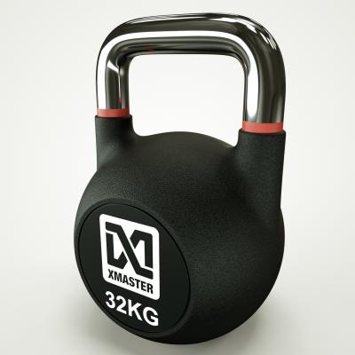 China Eco-friendly Gym Equipment Xmaster Kettlebell Sports Competition Fitness 32kg Cement Kettlebell Black Dumbbell for sale