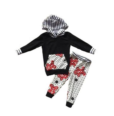 China Sweet Christmas babies kids clothes patchwork hoodie Gingerbrea stitch top cotton pockal stripped pants lace up long sleeve outfits for sale