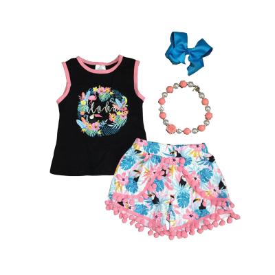 China Baby Kids Soft Outfits Outfits Soft Feather Pom Pom Shorts Cotton Ruffle Cotton Ruffle Boutique for sale