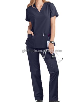 China GloriouIn Regular Female Classic Scrubs Dispensing Set Cheap Hospital Clinic Uniforms Polyester Spandex Stretch Medical Nurse Uniform for sale