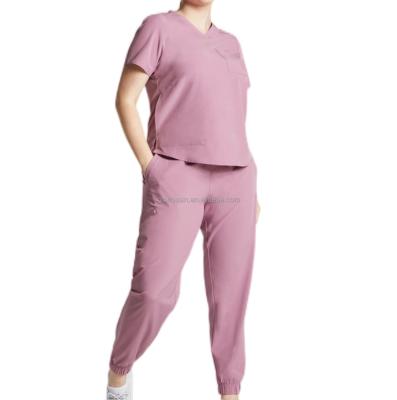 China GloriouIn Regular Female V-neck Scrubs Dispensing Set Cheap Hospital Clinic Uniforms Polyester Spandex Stretch Nurse Medical Uniform for sale