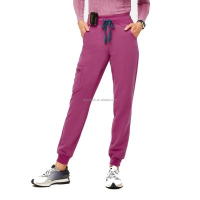 China GloriouIn Regular Female Scrubs Beauty Rib Elastic Pants Jogger 5 Function Pocket Nurse Scrubs Set Hospital Wholesale Medical Uniform for sale