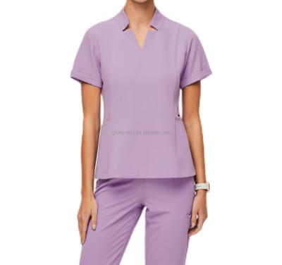 China GloriouIn New Regular Female Upper Neck 3 Pockets Doctor Spa Scrubs Set Hospital Trotter Pants Beauty Salon Wholesale Medical Uniform for sale