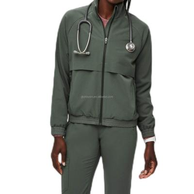 China GloriouIn Mesh Lining Scrubs Jacket Venthole Regular Female Doctor Clinic Wholesale Medical Scrubs Set Hospital Uniform Stretch for sale