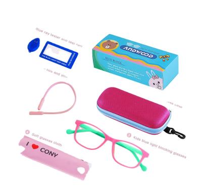 China Protect Eyesight TR90 Kids Glass Flexible Eyewear Computer Reading Eye Glasses Anti Blue Light Blocking Glasses Set For Kids Boys Girls With Cases for sale