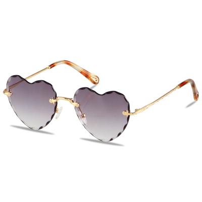 China Mommy and Me of Love&Roses Fashion Union Sunglasses Fashion Heart-Shaped Gradient Glass Bride Girls Sunglasses Chrome Rimless Metal Beautiful for sale