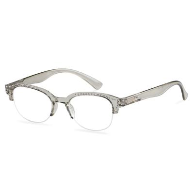 China Half Frame Reading Glasses 2021 High Quality Women Half Frame Retro Color Designs Luminous Rhinestone Reading Glasses for sale