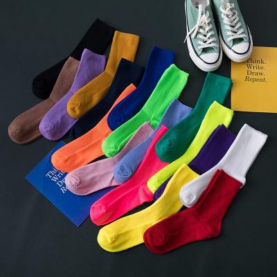 China Multicolor tube socks women's socks QUICK DRY medium cheap wild QUICK DRY middle girl sock wholesale summer school for sale