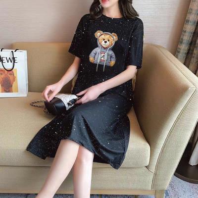 China Soft Knot Bear Pattern Sequin Skirt Cute Summer Midi Skirt Women's Casual Skirt for sale