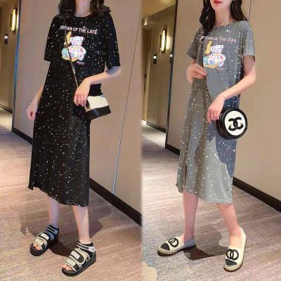 China Women's Dress Cartoon Bear Cartoon Soft Colorful Cute Comfortable Dress Summer Straight Women's Dress for sale