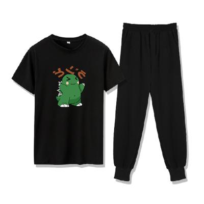 China Cute Casual Short Pants Suit Women's Soft Sleazy Dragon Sleeve Summer Couples Running for sale