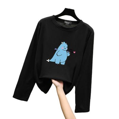 China Soft cute dinosaur pattern long sleeve T-shirt men and women clothing loose leisure shirts wholesale for sale