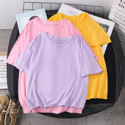 China Soft pure empty round neck fabric milk silk color version short sleeve t-shirt basing shirt factory price wholesale for sale