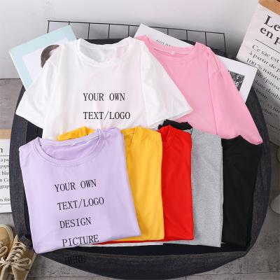 China Customized Soft Customized Text Women's Style Logo Short Sleeve T-Shirt Bottoming Top For Men And Women Lovers for sale