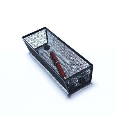 China Desk Storage Pen Tray Pen Storage Box Metal Grid Color Pen Desk Holder for sale