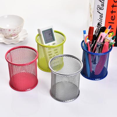 China Desktop Storage Round Wire Pen Holder Clean Tools for Office Desk Storage for sale