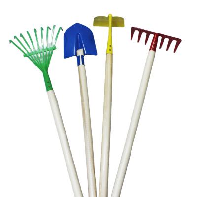 China GARDEN Color Long Handle Children's Garden Tool Kit Gardening Tools With Wooden Handle for sale