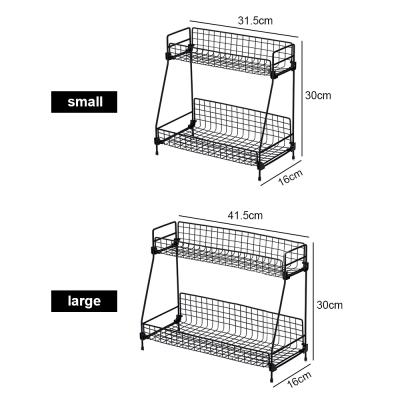 China Home Wire Shelf Dish Rack Organizer Double Layer Iron Wire Storage Rack Kitchen Dish Rack Home Viable Bathroom Shelf Desk Shelf for sale