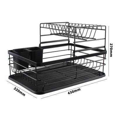 China Stored Kitchen Drain Rack Kitchen Storage Desk Accessories Drain Dish Rack Sink Side Metal Utensil Storage for sale