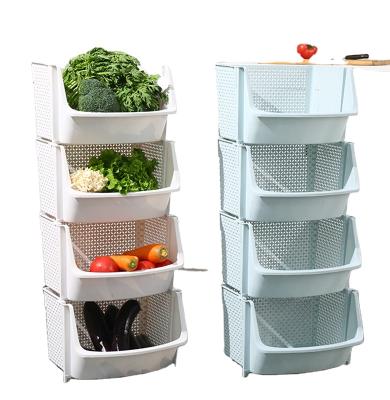 China Kitchen Vegetable Storage Baskets Food Basket Storage Basket Kitchen Plastic Multilayer Cart for sale