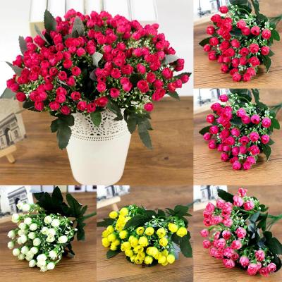 China 36 ROMAN Heads/Artificial Flower Mini Rose Bud Bouquet Flowers Decorative Flowers Art Hall Wedding Home Office Group Flower for sale