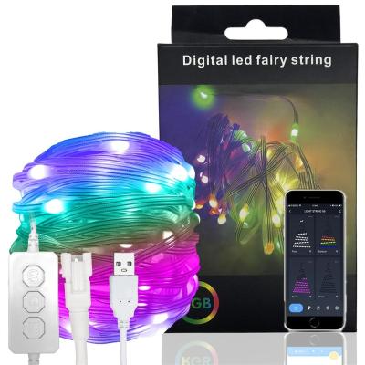 China Decoration Digital String Smart Fairy Lights Arbitrary Cutting and Welding with Remote Plug in TUYA Mobile APP Controllable for sale