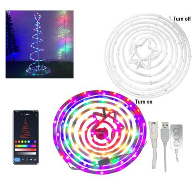 China 10M-100LED-Spiral Rope Light WS2812B LED RGB Christmas Fairy Lights Outdoor Christmas Tree for Street Decoration and New Year Halloween Christmas Decoration for sale