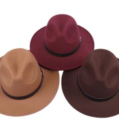 China Fedora Hats Wholesale COMMON - British Fashion Retro Border Supply Solid Color Felt Hat Men And Women Jazz Hat Flat Brim Hat for sale