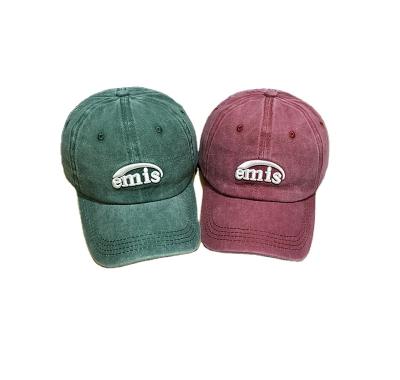 China JOINT Spring and Summer Washed and Old Tide Brand Letter EM Baseball Cap Chic All-match Curved Brim Hat for sale