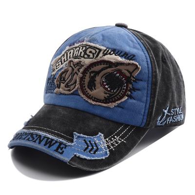 China People's men and women's baseball cap washed soft top sunshade washed outdoor old denim retro alphabet embroidery baseball cap for sale